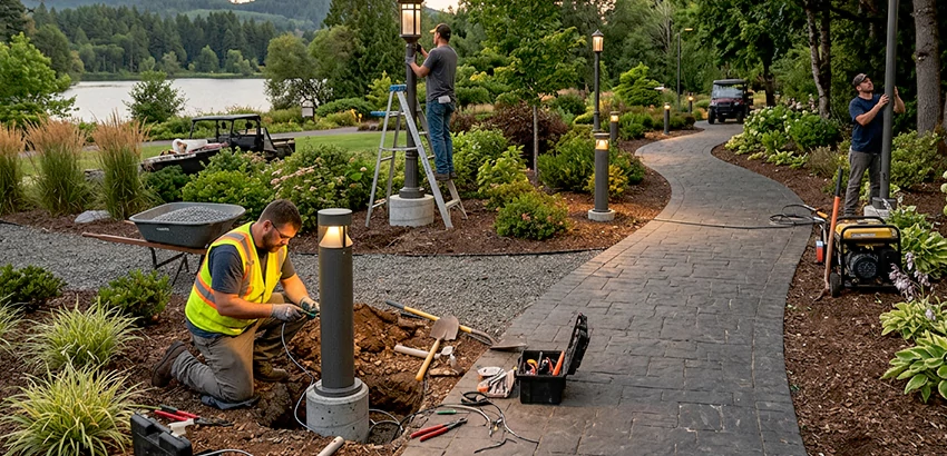 Landscape Post, Pole, and Bollard Lighting Installation in Gardner